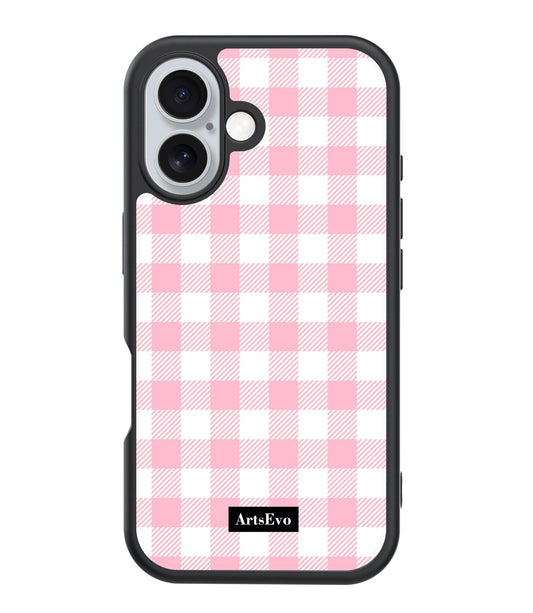 ArtsEvo VitaGuard Series Case, Advanced Printing Technology, 360° All-Round Protection with Unmatched Shockproof Defense, 500+ Designer - Babypink Checkboard