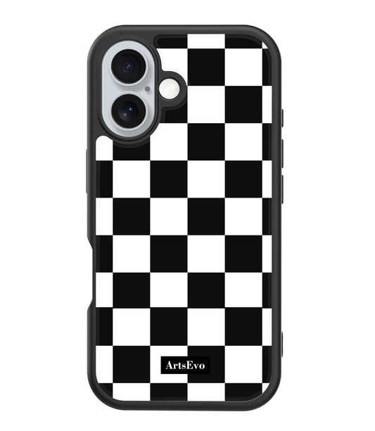 ArtsEvo VitaGuard Series Case, Advanced Printing Technology, 360° All-Round Protection with Unmatched Shockproof Defense, 500+ Designer - Blackwhite Checkboard