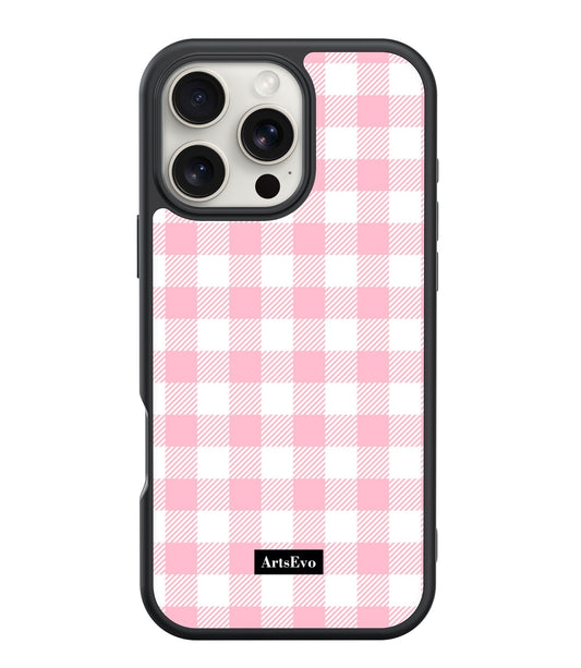 ArtsEvo VitaGuard Series Case, Advanced Printing Technology, 360° All-Round Protection with Unmatched Shockproof Defense, 500+ Designer - Babypink Checkboard