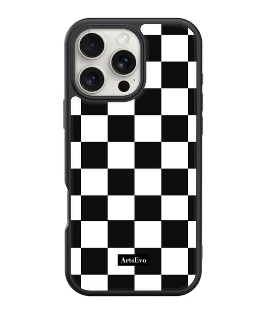 ArtsEvo VitaGuard Series Case, Advanced Printing Technology, 360° All-Round Protection with Unmatched Shockproof Defense, 500+ Designer - Blackwhite Checkboard