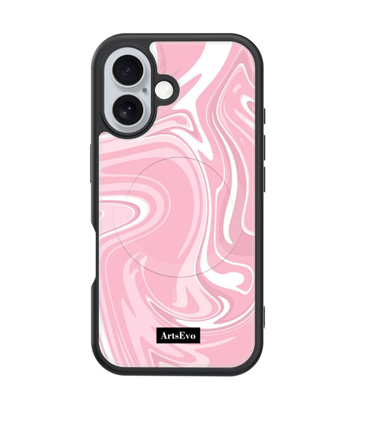 ArtsEvo VitaGuard Series Case, Compatible with MagSafe, Advanced Printing Technology, 360° All-Round Protection with Unmatched Shockproof Defense - Babypink Marble