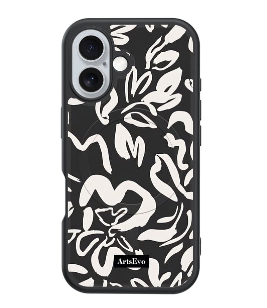 ArtsEvo VitaGuard Series Case, Compatible with MagSafe, Advanced Printing Technology, 360° All-Round Protection with Unmatched Shockproof Defense - Dark Floral