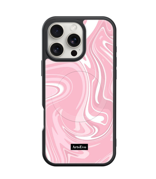 ArtsEvo VitaGuard Series Case, Compatible with MagSafe, Advanced Printing Technology, 360° All-Round Protection with Unmatched Shockproof Defense - Babypink Marble