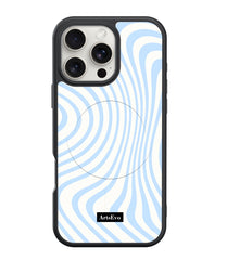 ArtsEvo VitaGuard Series Case, Compatible with MagSafe, Advanced Printing Technology, 360° All-Round Protection with Unmatched Shockproof Defense - BlueandWhite Stripe